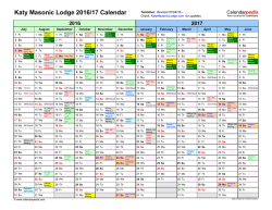2016/17 Calendar - Katy Masonic Lodge