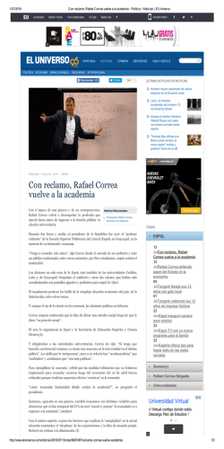 Con reclamo, Rafael Correa vuelve a la academia