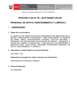 PROCESO CAS N° 29 - 2016/ INABIF