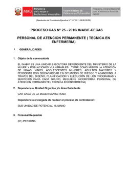 PROCESO CAS N° 25 - 2016/ INABIF