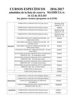 CURSOS ESPECÍFICOS 2016-2017