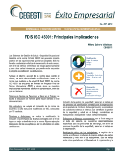 FDIS ISO 45001: Principales implicaciones