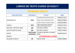 LIBROS DE TEXTO CURSO 2016/2017 PRIMARIA SEXTO