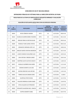 Resultados Evaluación Hoja de Vida y CV Documentado