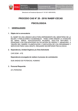 PROCESO CAS N° 28 - 2016/ INABIF