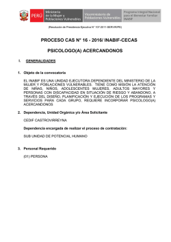 proceso cas n° 16 - 2016/ inabif-cecas psicologo(a) acercandonos
