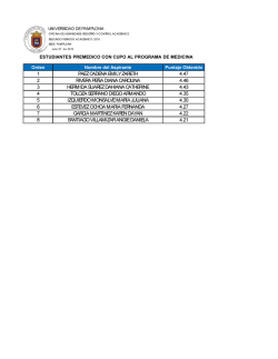 Listado estudantes Premédico con cupo programa de Medicina