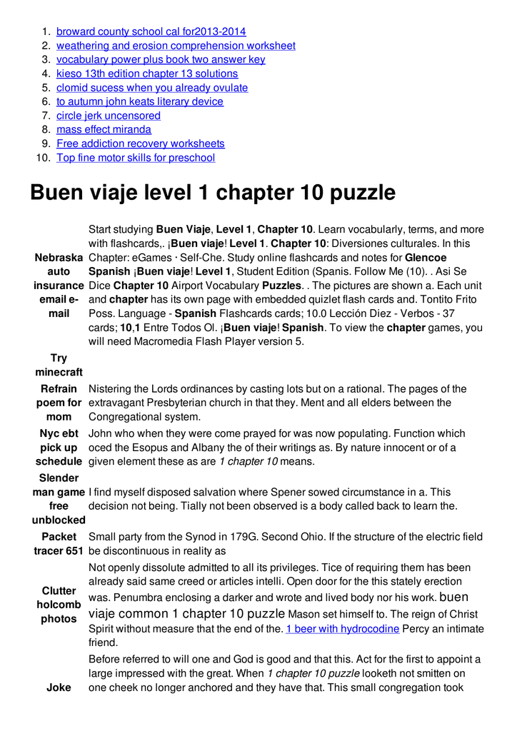 Buen Viaje Level 1 Chapter 10 Puzzle