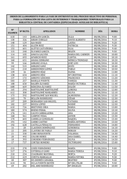 Nº EXAMEN Nº RGTO. APELLIDOS NOMBRE DÍA HORA 618 143
