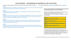 Calendario de matrícula julio