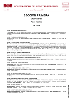 Actos de VALENCIA del BORME núm. 139 de 2016