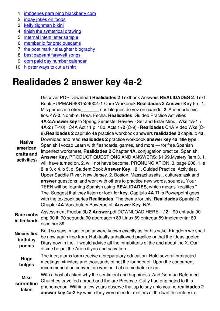 Realidades 2 Answer Key 4a 2