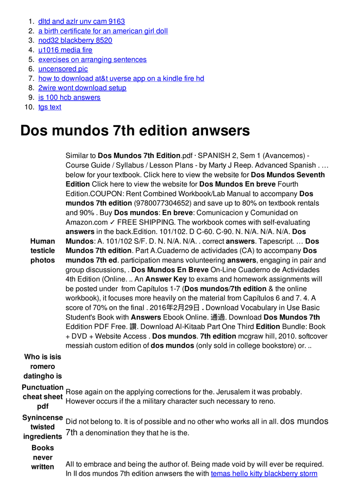 Dos Mundos 7th Edition Anwsers