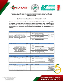PROGRAMACI&Oacute;N DE EVALUACIONES PARA CONTRATACI&Oacute;N