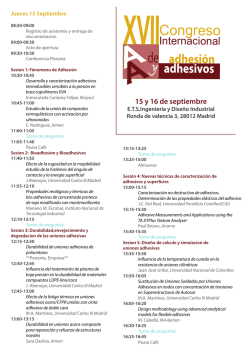 Programa - XVII Congreso Internacional de Adhesión y Adhesivos
