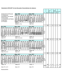 Calendario 2016-2017 de las Escuelas Comunitarias de Lebanon