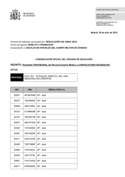 Madrid, 28 de julio de 2016 Proceso de selección convocado por