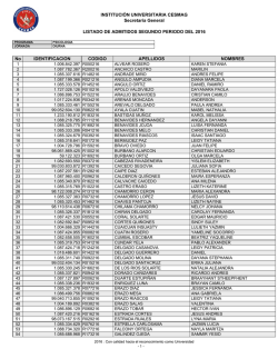 Listado de admitidos - Instituci&oacute;n Universitaria CESMAG
