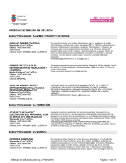 Ofertas difundidas por el Servicio P&uacute;blico de Empleo de CANTABRIA