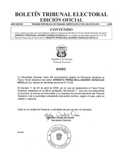 Solicitud de renuncia del fuero penal electoral de Ernesto Pérez