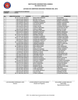 Listado de admitidos - Institución Universitaria CESMAG