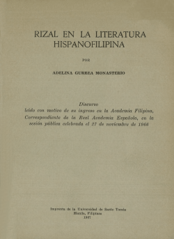 Rizal en la literatura hispanofilipina: discurso leído con motivo de su