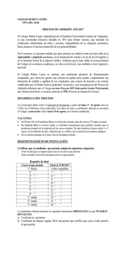 Postulaciones 2017 - Colegio Rubén Castro