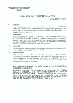 Directiva del Ejército N° 15/16 - Disposiciones