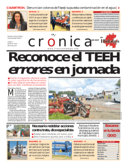 lunes 1 de agosto 2016. - La Crónica de Hoy en Hidalgo