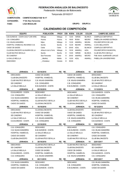 Calendario 1ª Fem GR-A - Federación Andaluza de Baloncesto