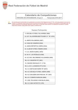 Calendario de Competición - Federación Fútbol de Madrid