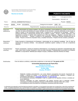 Oficial Administrativo(a) II - Recinto de Arecibo