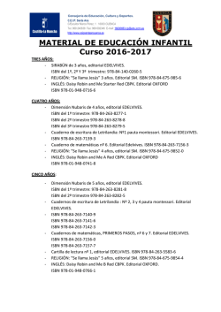 MATERIAL DE EDUCACIÓN INFANTIL Curso 2016-2017