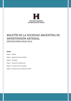 Junio/Julio 2016 - Sociedad Argentina de Hipertensión Arterial