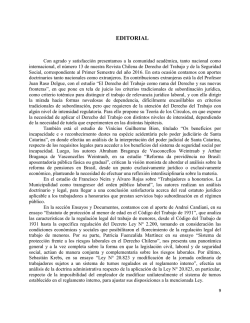 editorial - Revista Chilena de Derecho del Trabajo y de la