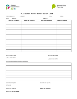 Planilla de Juego Rugby 2016