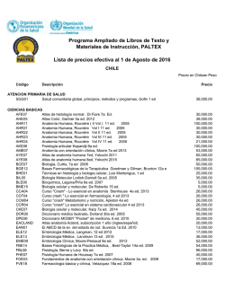 Lista Precios por Area PALTEX - Agosto 2016