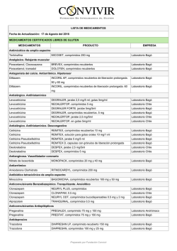 LISTA DE MEDICAMENTOS CERTIFICADOS LIBRE DE GLUTEN