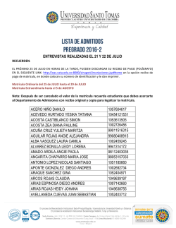 Lista aspirantes admitidos Pregrado 2016-II