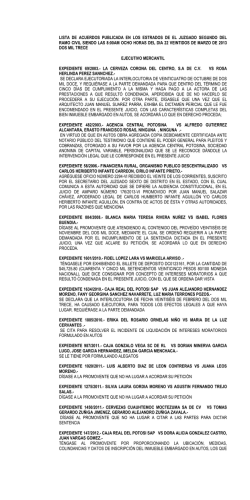lista de acuerdos publicada en los estrados de el juzgado segundo