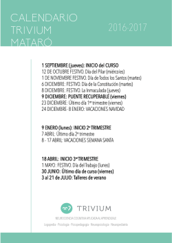 CALENDARIO TRIVIUM MATARÓ 2016-2017