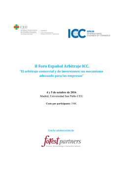 II Foro Español Arbitraje ICC. “El arbitraje comercial y de