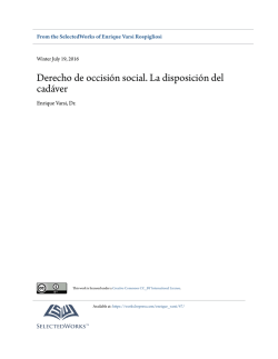 Derecho de occisi&oacute;n social. La disposici&oacute;n del cad&aacute;ver
