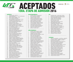 1era. etapa de admisi&oacute;n2016