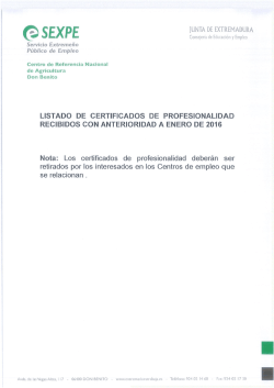 listado certificados de profesionalidad recibidos con anterioridad a