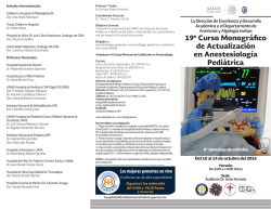 19º Curso Monográfico de Actualización en Anestesiología Pediátrica