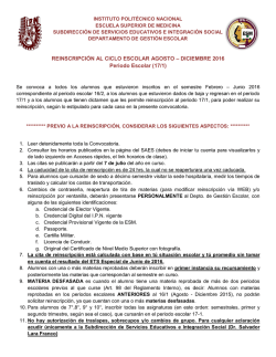 convocatoria reinscripciones 17/1 - SAES