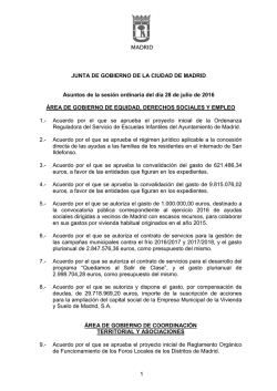 Acuerdos de la Junta de Gobierno del Ayuntamiento de Madrid