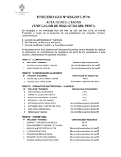 Verificacion Requisitos - Municipalidad Provincial de Arequipa