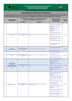Adjunto 2. Actividades e inspectores autorizados de los Organismos